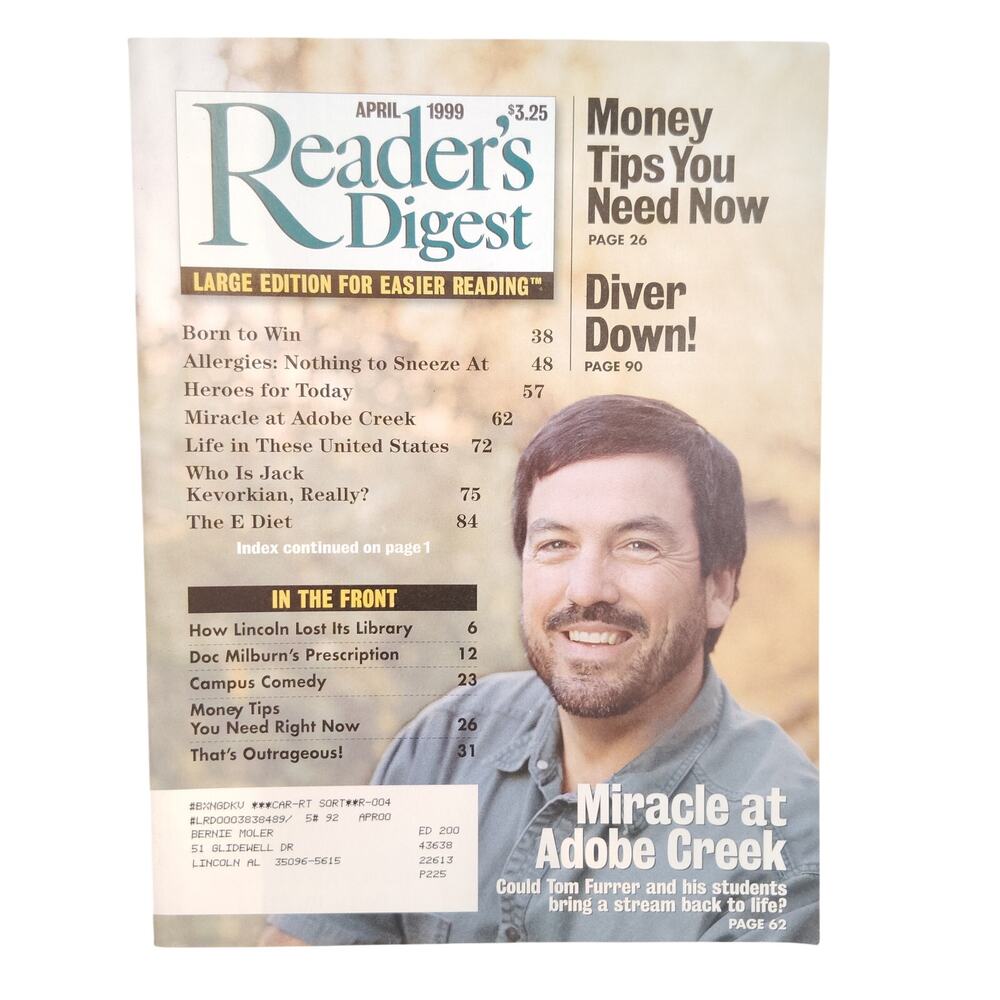 Reader's Digest April 1999 Large Print Edition Vintage Back Issue, Diver Down